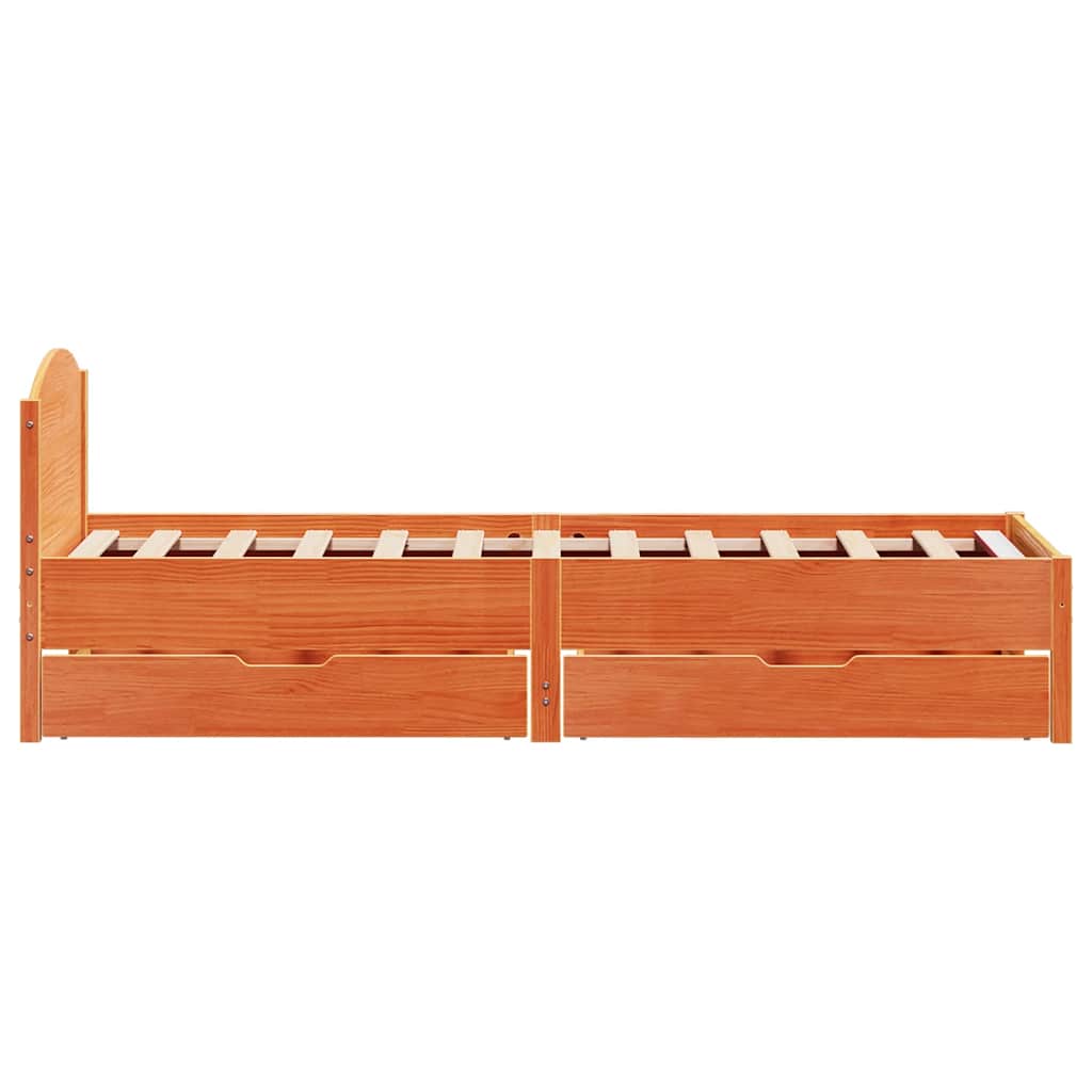 sengeramme uden madras 100x200 cm massivt fyrretræ gyldenbrun