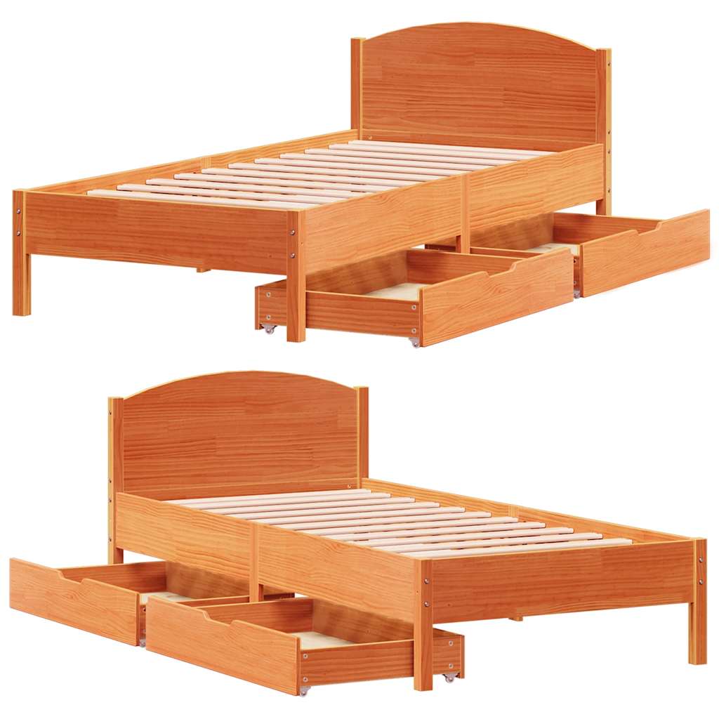 sengeramme uden madras 100x200 cm massivt fyrretræ gyldenbrun