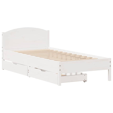 sengeramme uden madras 90x200 cm massivt fyrretræ hvid