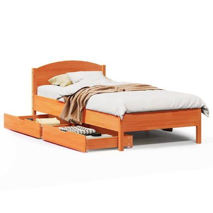 sengeramme uden madras 90x200 cm massivt fyrretræ gyldenbrun