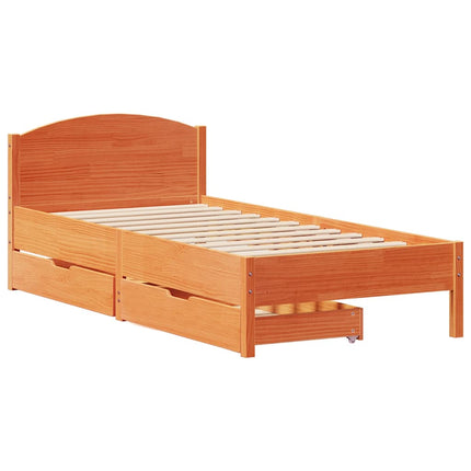 sengeramme uden madras 90x200 cm massivt fyrretræ gyldenbrun