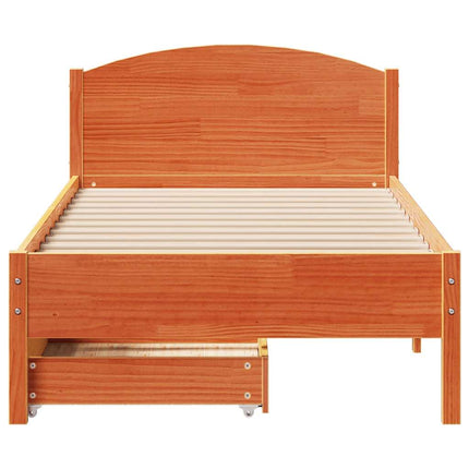sengeramme uden madras 90x200 cm massivt fyrretræ gyldenbrun