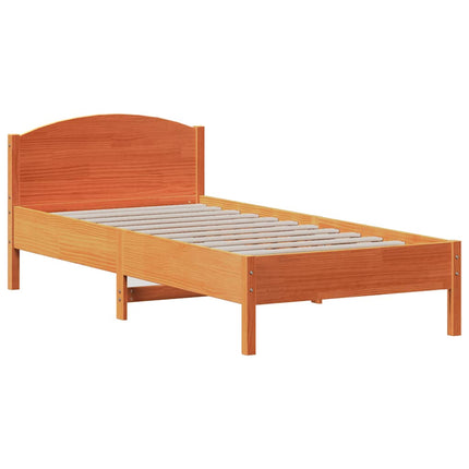 sengeramme uden madras 90x200 cm massivt fyrretræ gyldenbrun