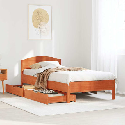 sengeramme uden madras 90x200 cm massivt fyrretræ gyldenbrun