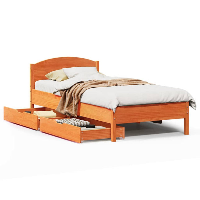 sengeramme uden madras 90x190 cm massivt fyrretræ gyldenbrun