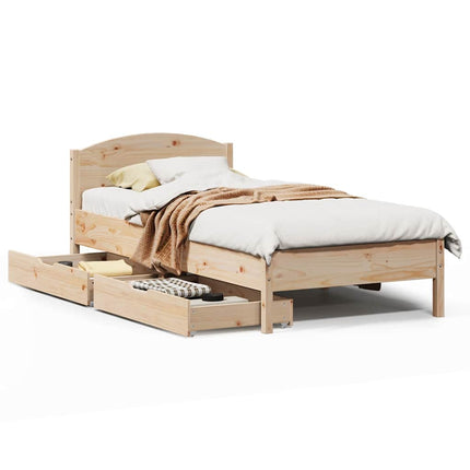 sengeramme uden madras 75x190 cm massivt fyrretræ