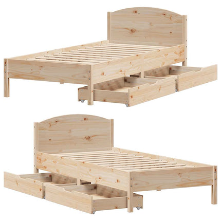 sengeramme uden madras 75x190 cm massivt fyrretræ