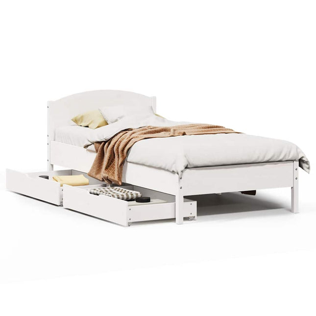 sengeramme uden madras 75x190 cm massivt fyrretræ hvid