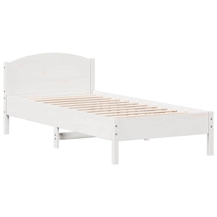 sengeramme uden madras 75x190 cm massivt fyrretræ hvid