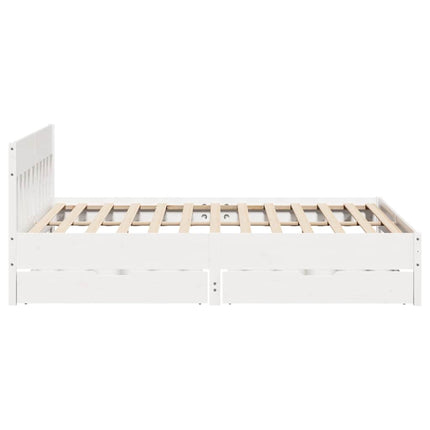 sengeramme uden madras 200x200 cm massivt fyrretræ hvid