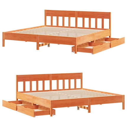 sengeramme uden madras 200x200 cm massivt fyrretræ gyldenbrun