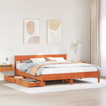sengeramme uden madras 200x200 cm massivt fyrretræ gyldenbrun