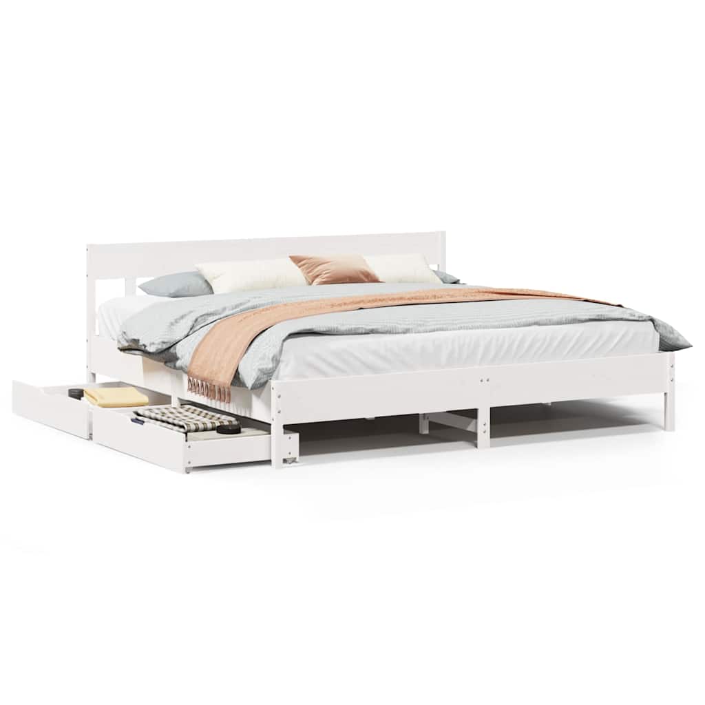 sengeramme uden madras 180x200 cm massivt fyrretræ hvid