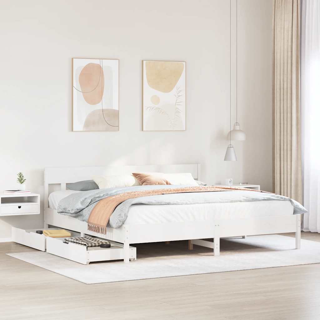 sengeramme uden madras 180x200 cm massivt fyrretræ hvid