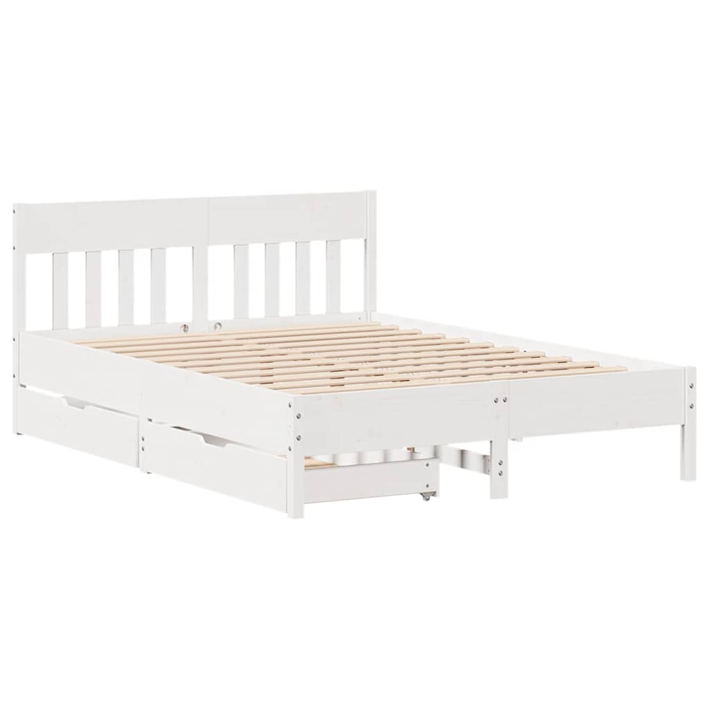 sengeramme uden madras 150x200 cm massivt fyrretræ hvid