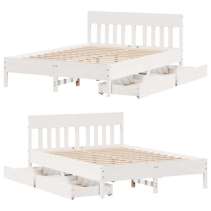sengeramme uden madras 150x200 cm massivt fyrretræ hvid