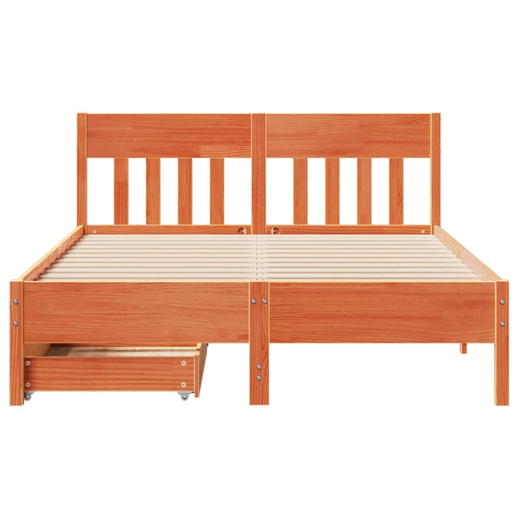 sengeramme uden madras 140x200 cm massivt fyr gyldenbrun
