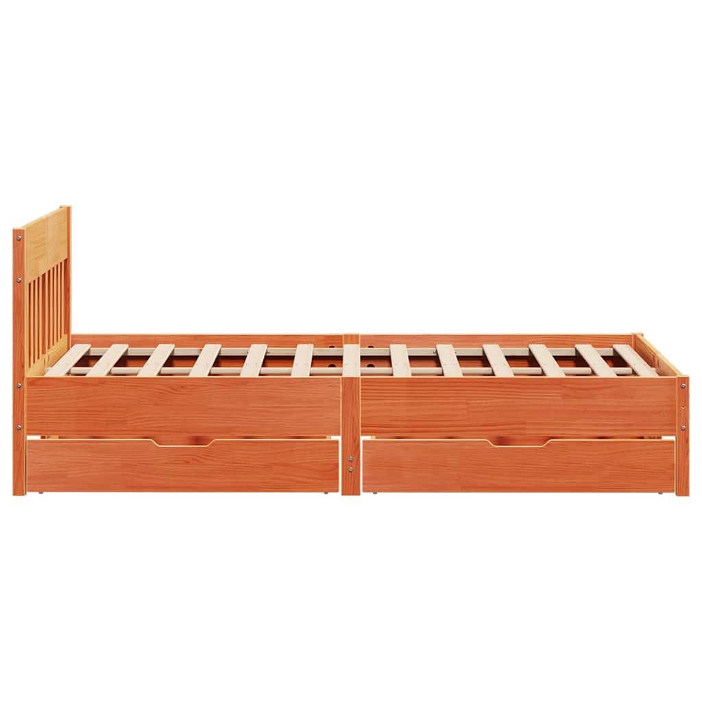 sengeramme uden madras 140x200 cm massivt fyr gyldenbrun