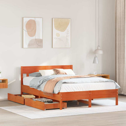 sengeramme uden madras 140x200 cm massivt fyr gyldenbrun