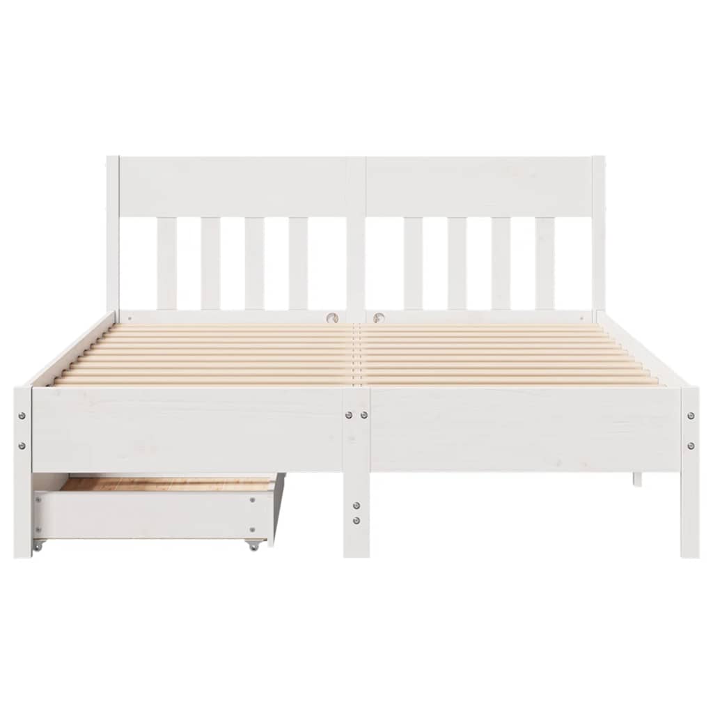 sengeramme uden madras 120x200 cm massivt fyrretræ hvid