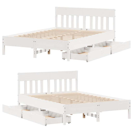 sengeramme uden madras 120x200 cm massivt fyrretræ hvid
