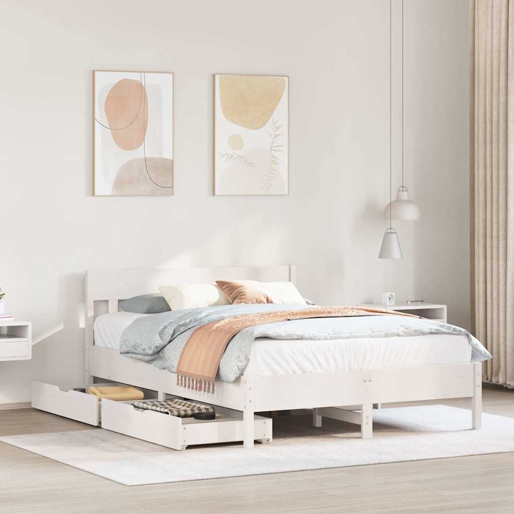 sengeramme uden madras 120x200 cm massivt fyrretræ hvid