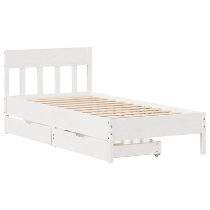 sengeramme uden madras 100x200 cm massivt fyrretræ hvid
