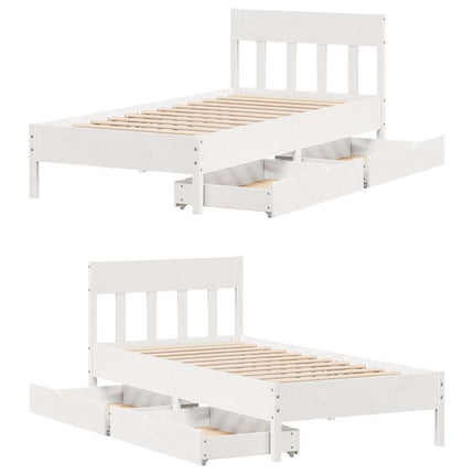 sengeramme uden madras 100x200 cm massivt fyrretræ hvid