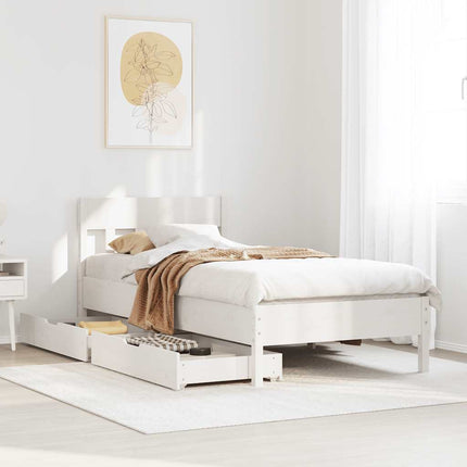 sengeramme uden madras 100x200 cm massivt fyrretræ hvid