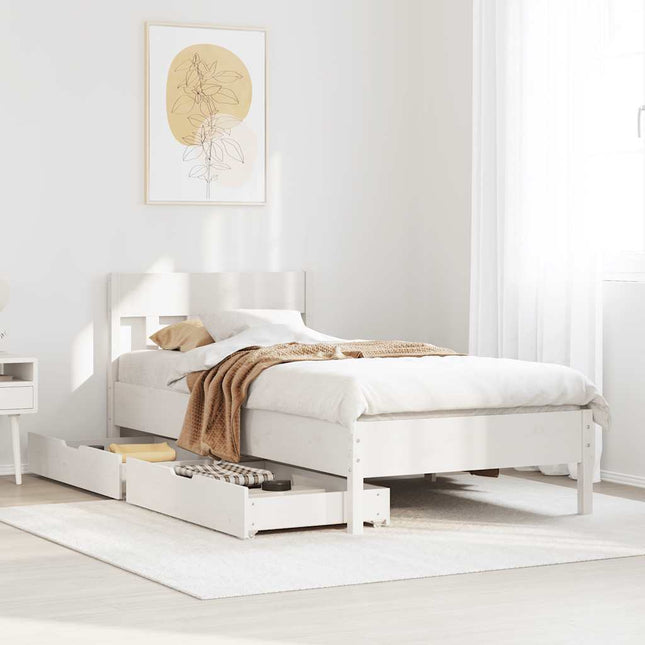 sengeramme uden madras 100x200 cm massivt fyrretræ hvid