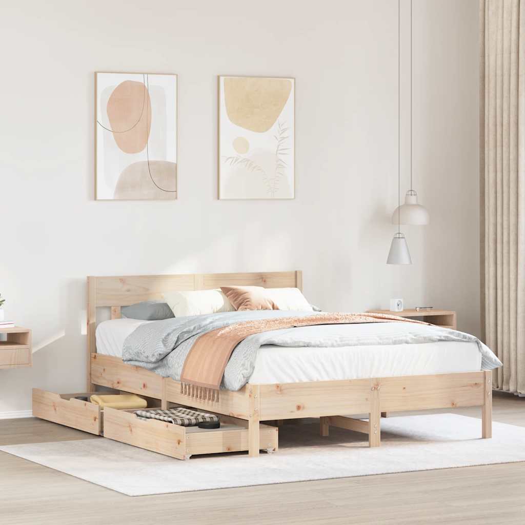 sengeramme uden madras 140x190 cm massivt fyrretræ