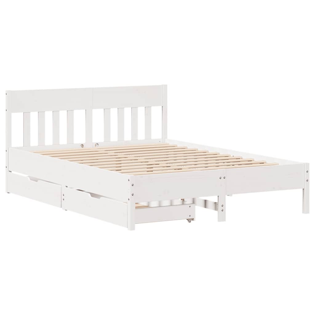 sengeramme uden madras 140x190 cm massivt fyrretræ hvid