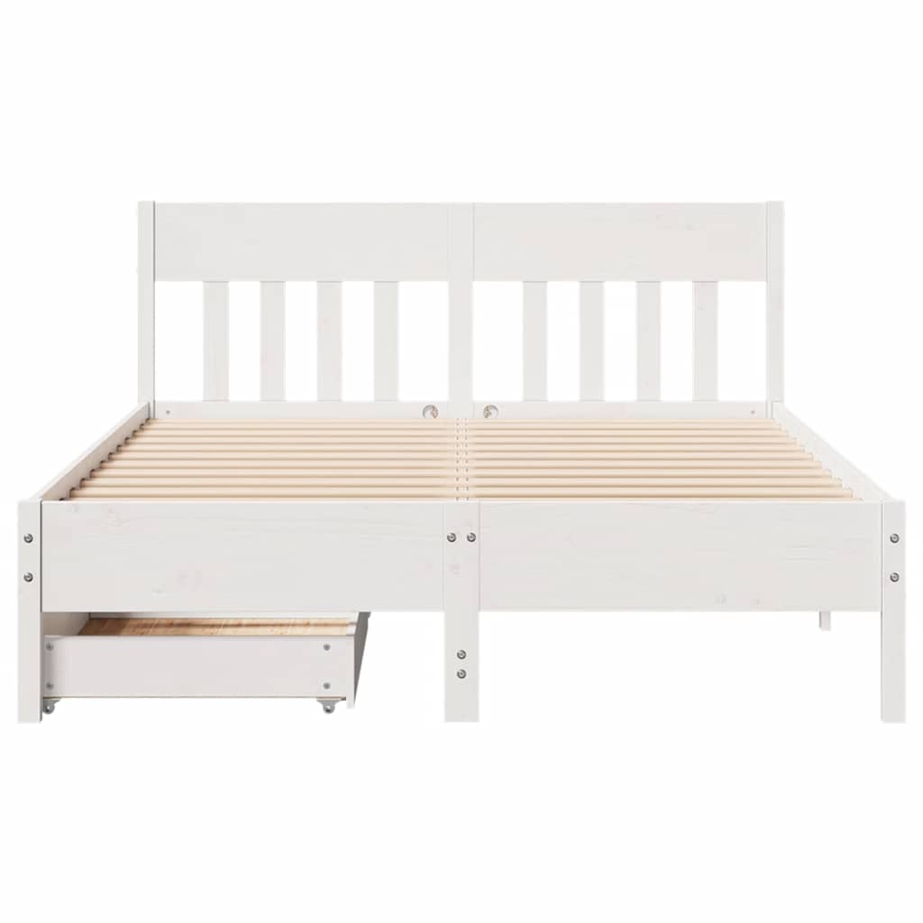 sengeramme uden madras 140x190 cm massivt fyrretræ hvid