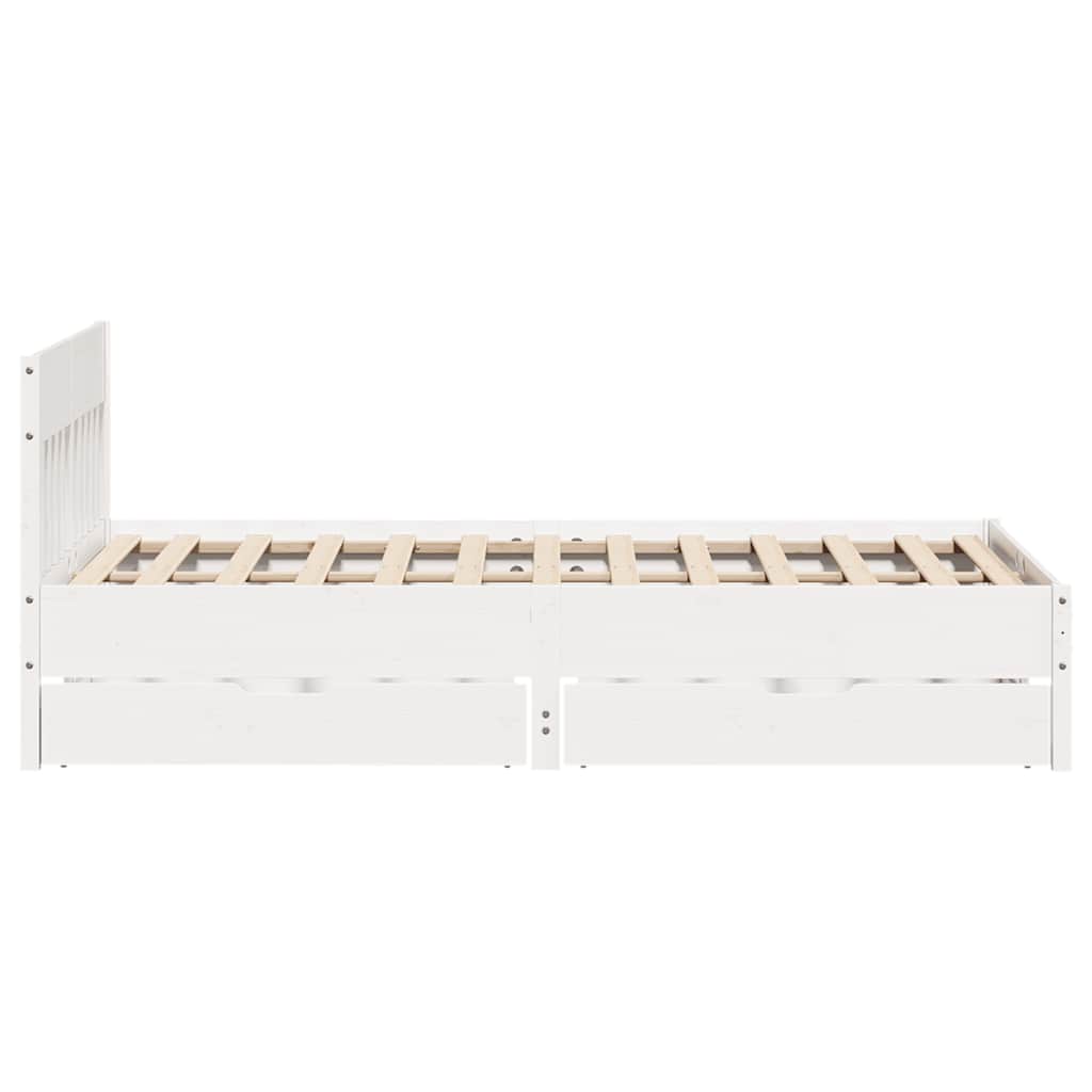 sengeramme uden madras 140x190 cm massivt fyrretræ hvid