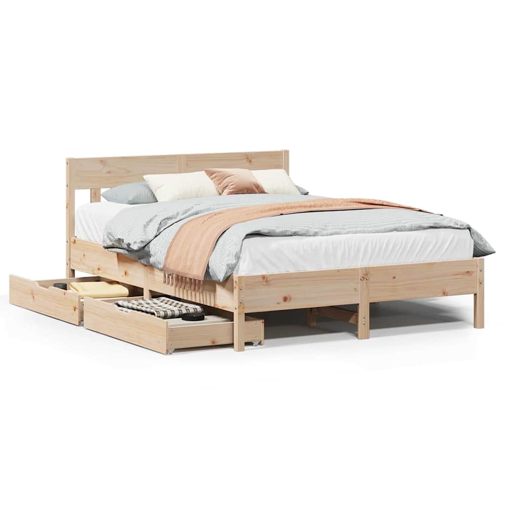 sengeramme uden madras 135x190 cm massivt fyrretræ hvid