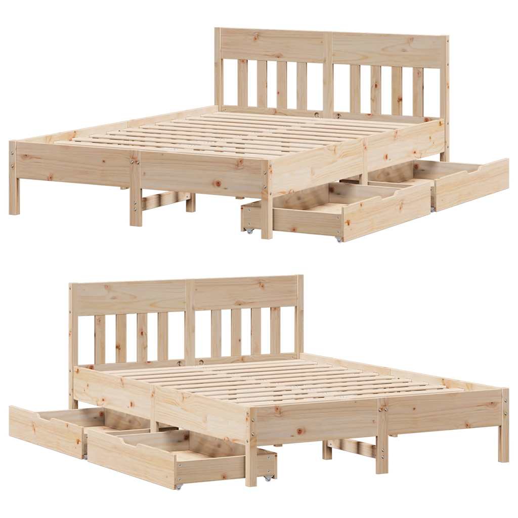 sengeramme uden madras 135x190 cm massivt fyrretræ hvid