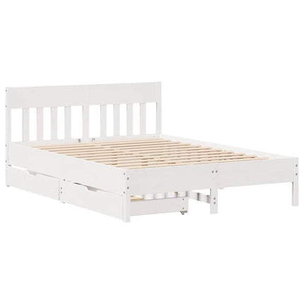 sengeramme uden madras 135x190 cm massivt fyrretræ hvid