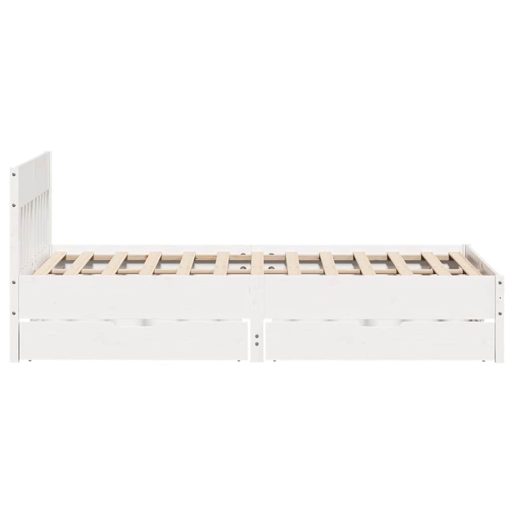 sengeramme uden madras 135x190 cm massivt fyrretræ hvid