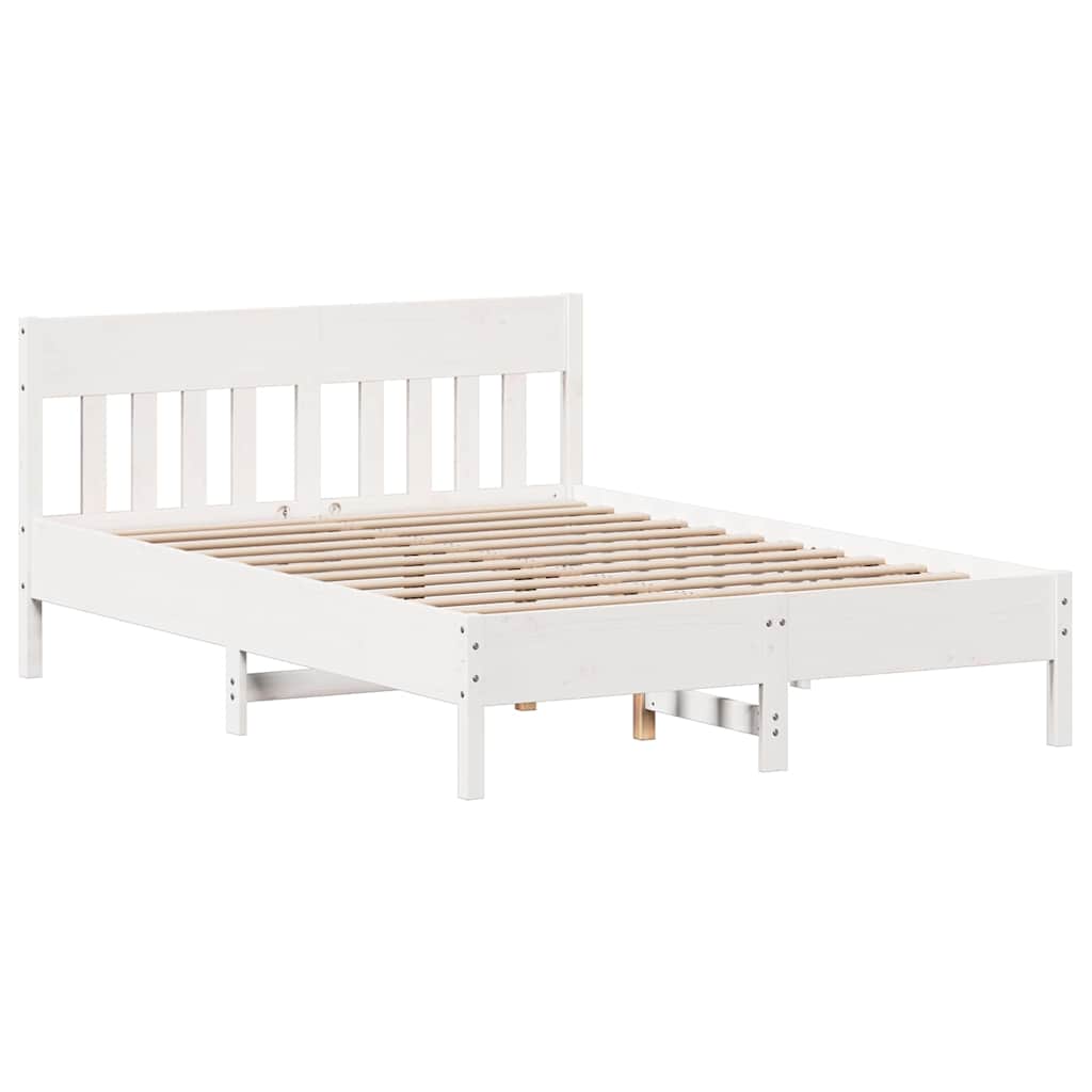 sengeramme uden madras 120x190 cm massivt fyrretræ hvid