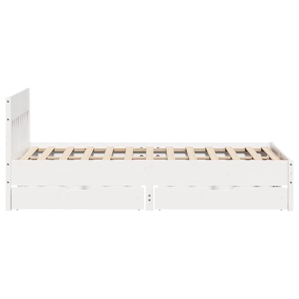 sengeramme uden madras 120x190 cm massivt fyrretræ hvid