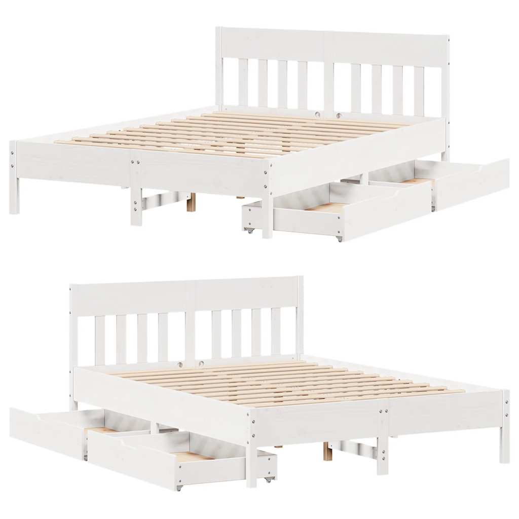 sengeramme uden madras 120x190 cm massivt fyrretræ hvid