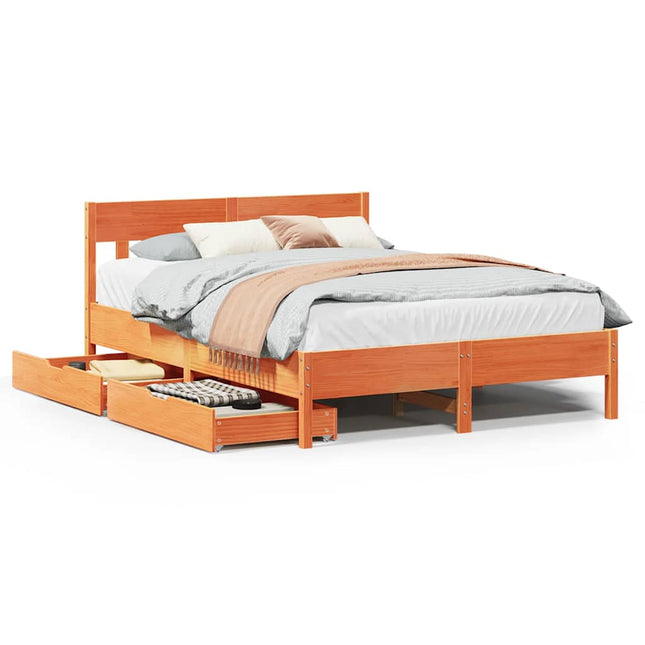 sengeramme uden madras 120x190 cm massivt fyrretræ gyldenbrun