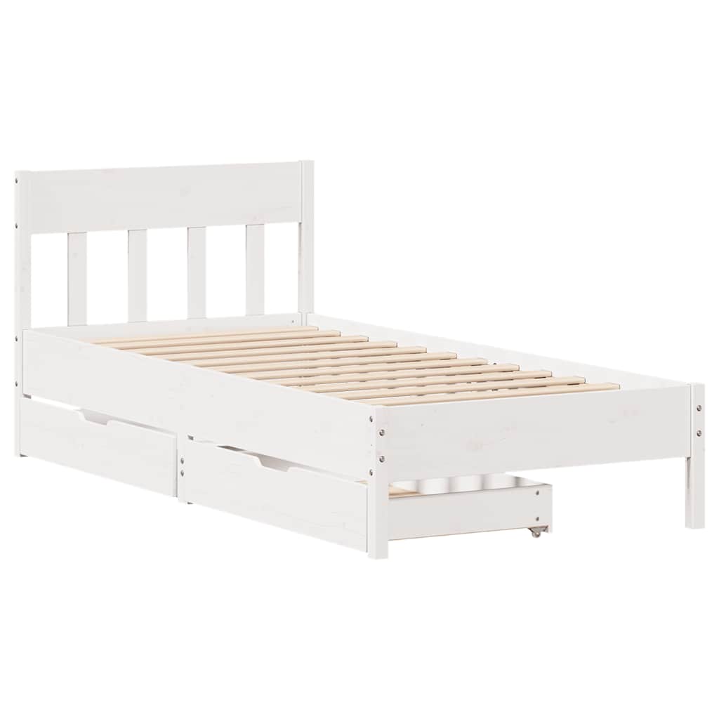 sengeramme uden madras 90x190 cm massivt fyrretræ hvid