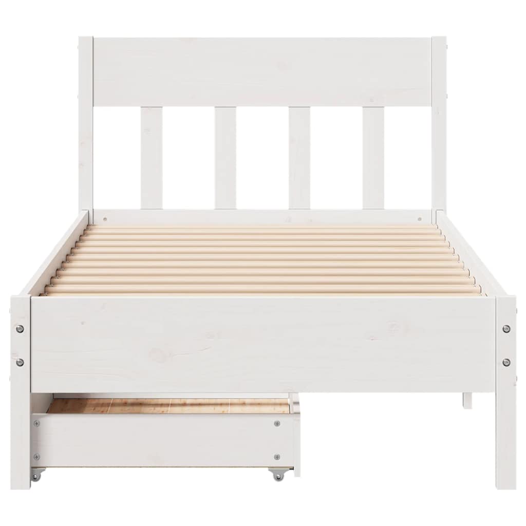 sengeramme uden madras 90x190 cm massivt fyrretræ hvid