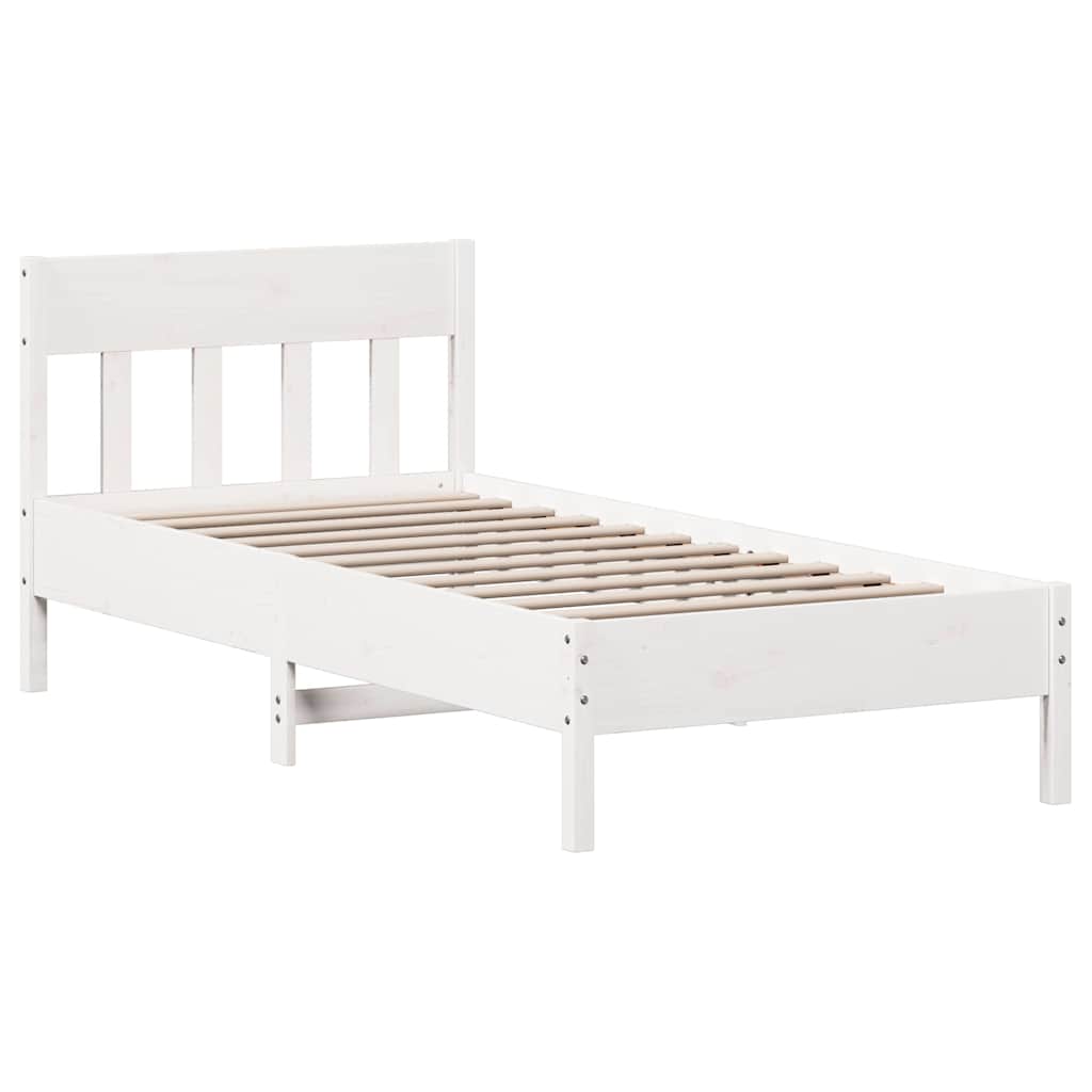 sengeramme uden madras 90x190 cm massivt fyrretræ hvid