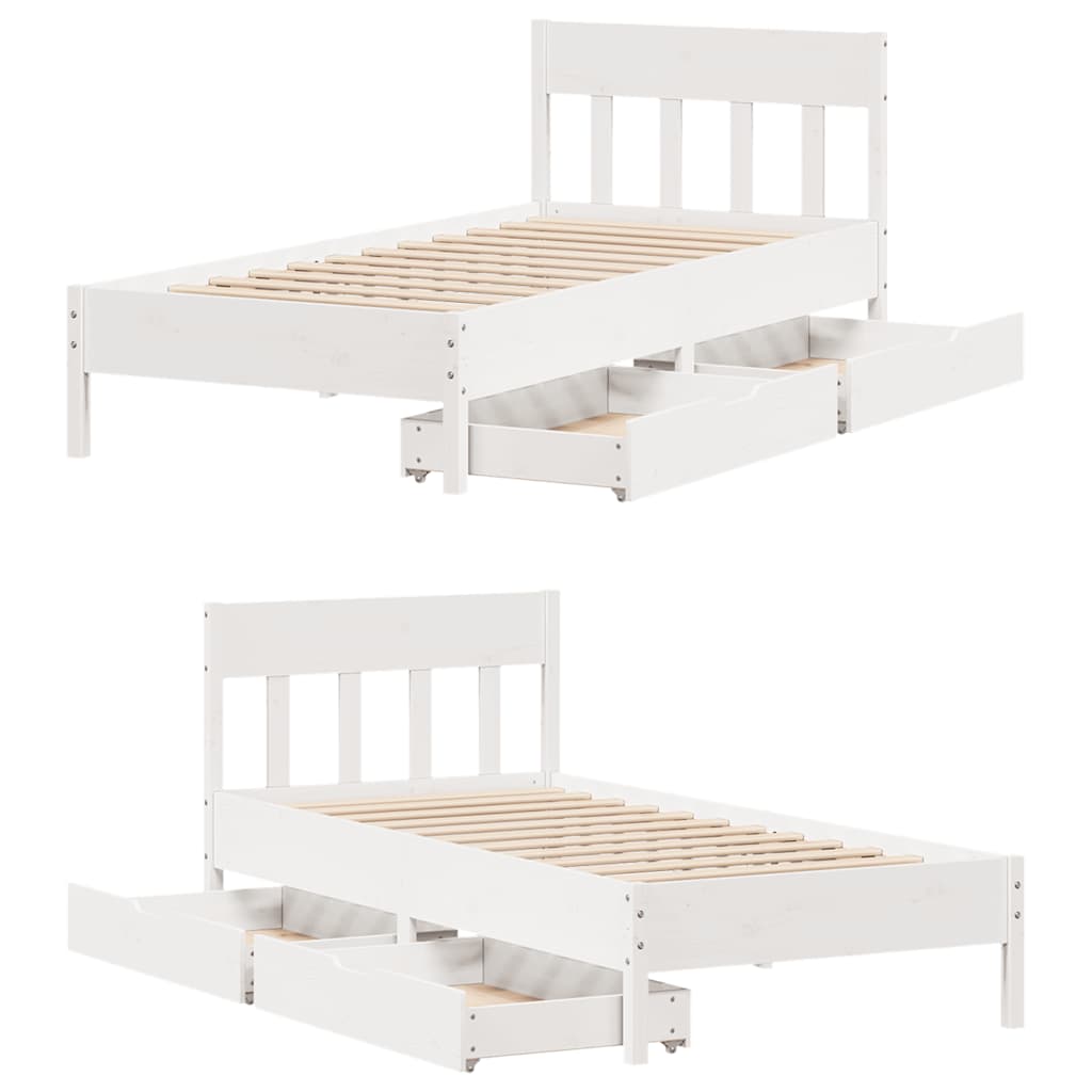 sengeramme uden madras 90x190 cm massivt fyrretræ hvid