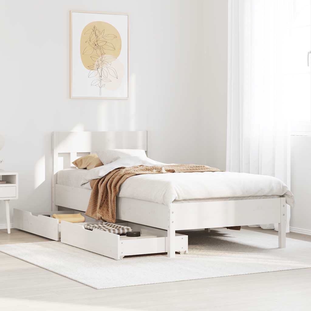 sengeramme uden madras 90x190 cm massivt fyrretræ hvid