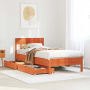 sengeramme uden madras 90x190 cm massivt fyrretræ gyldenbrun