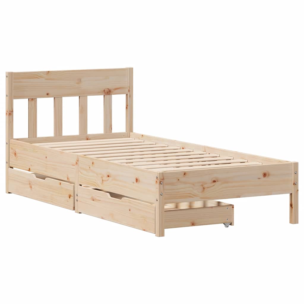 sengeramme uden madras 75x190 cm massivt fyrretræ