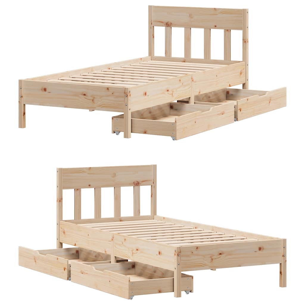 sengeramme uden madras 75x190 cm massivt fyrretræ